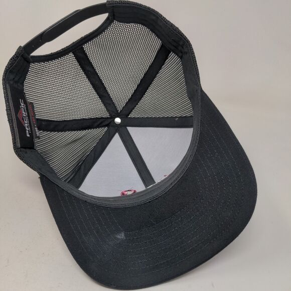 Pacific Headwear Men's Snapback Mesh Back Hat Black Embroidered ADU Outing Logo - Picture 6 of 8